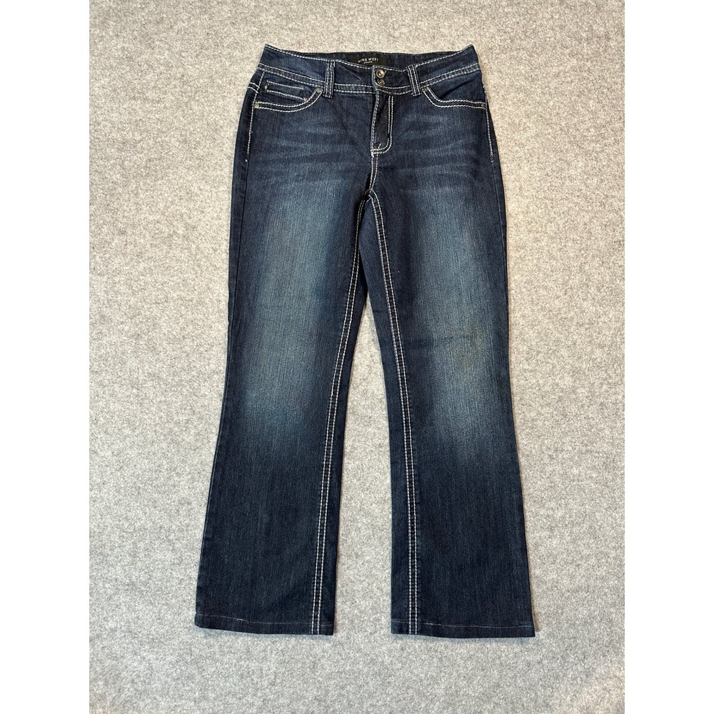 Nine West Jeans Womens 6/27 Dark Wash Bootcut Embroidered Rhinestone Back Pocket